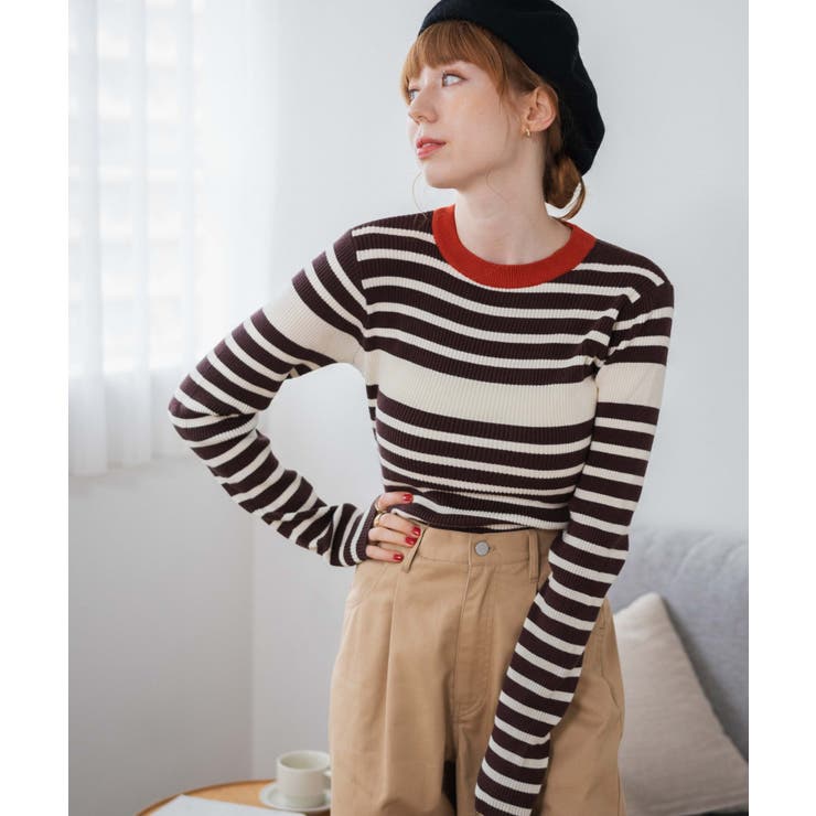 パネルボーダーニットトップ | WEGO【WOMEN】 | 詳細画像10 