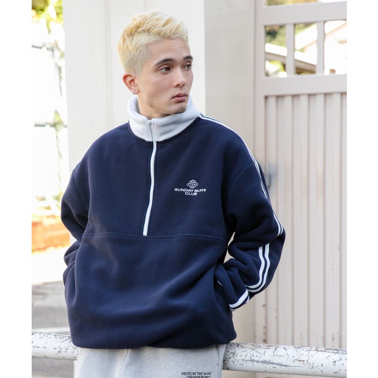 ネイビー | フリース ワンポイントハーフZIPプルオーバー メンズ | WEGO【MEN】