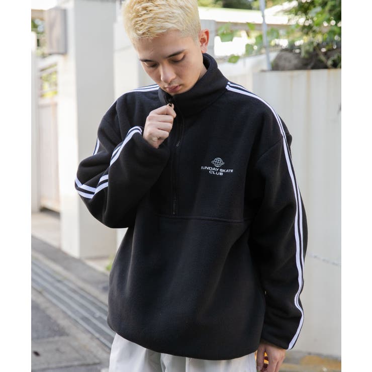 ブラック | フリース ワンポイントハーフZIPプルオーバー メンズ | WEGO【MEN】