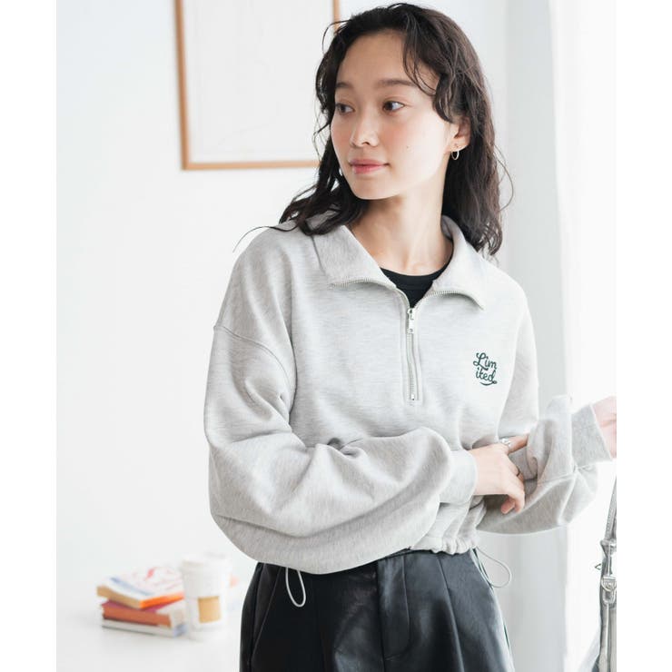 ドロストデザインハーフZIPスウェット レディース 秋[品番