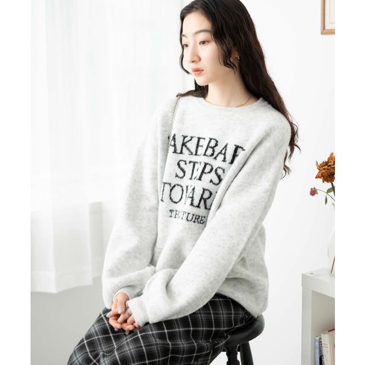 フラッフィージャガードニット フラッフィーロゴジャガードニットプルオーバー レディース 秋