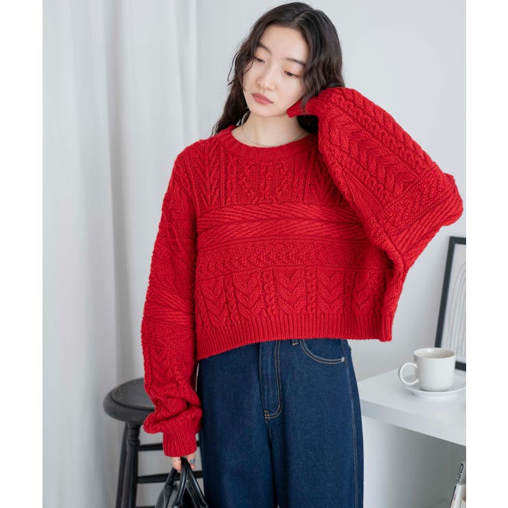 大人女性の ケーブルショートニット[品番：WG010089284]｜WEGO【WOMEN トップス