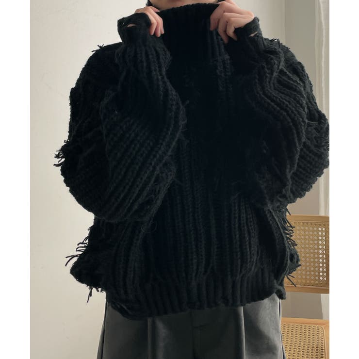 ダメージフリンジニット[品番：WG010089376]｜WEGO【WOMEN】（ウィゴー
