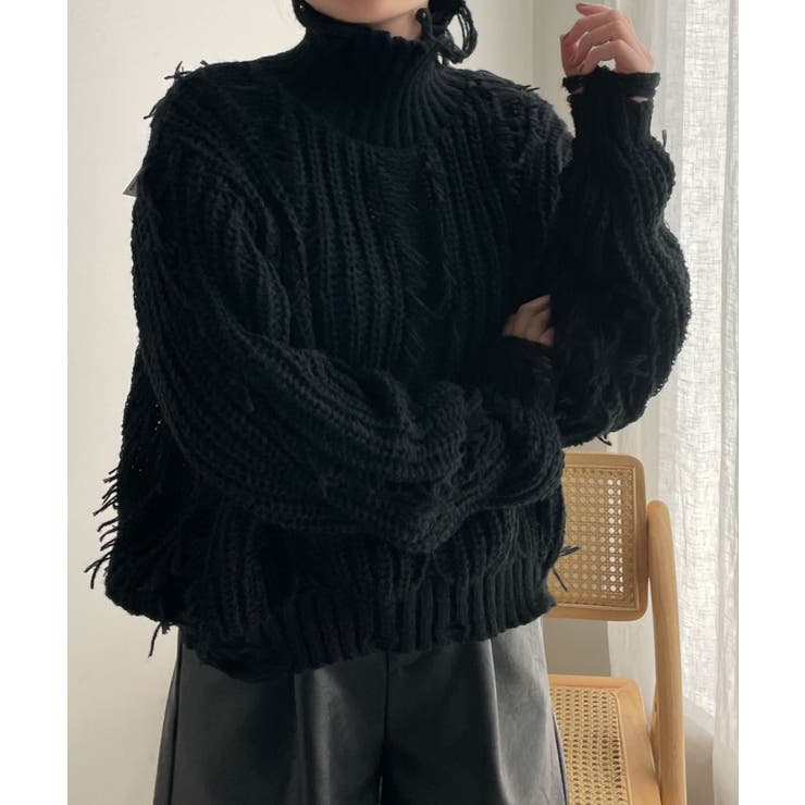 ダメージフリンジニット[品番：WG010089376]｜WEGO【WOMEN】（ウィゴー