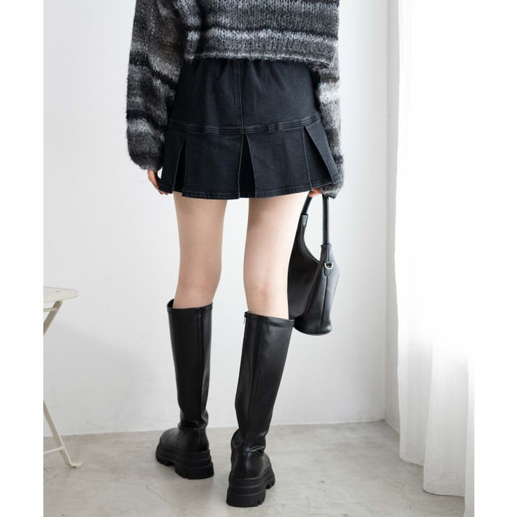 sleep at 11 デニム生地スカパン（BUBBLE BLOG デニム リボン  