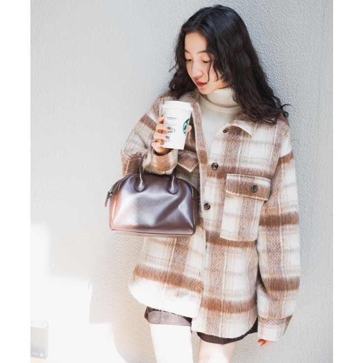 シャギーチェックジャケット アイボリー52 FREAK'S STORE｜シャギーチェックシャツジャケット 24AW