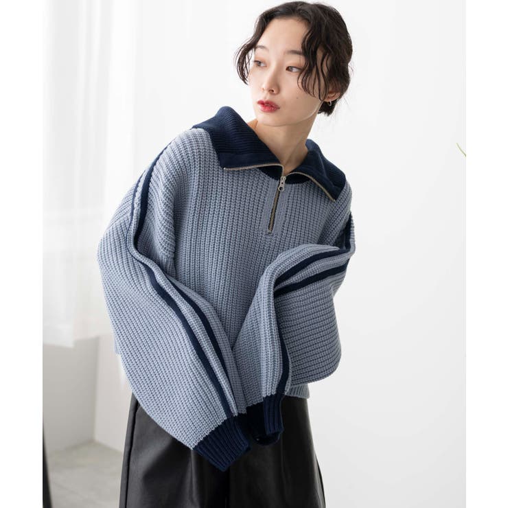 2ラインハーフジップニットプルオーバー[品番：WG010089511]｜WEGO