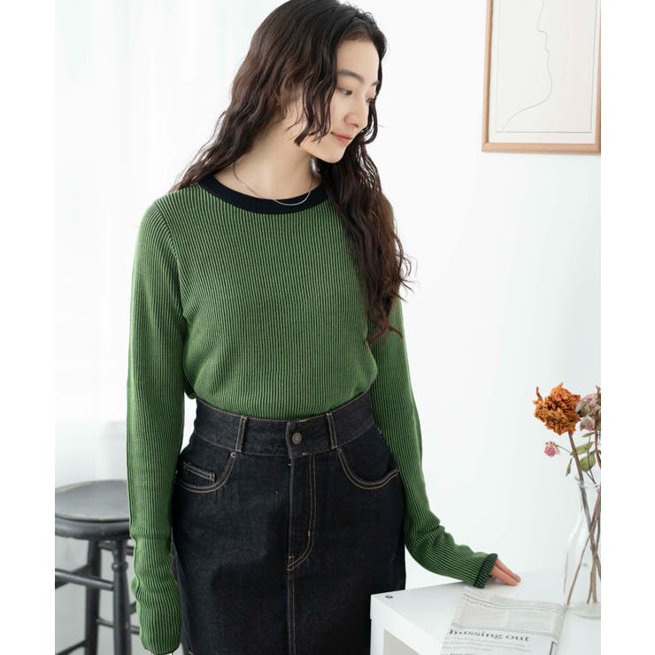 グリーン | リバーシブルニットトップス | WEGO【WOMEN】