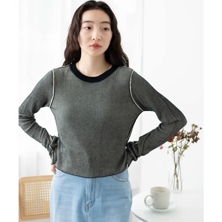 ブラック | リバーシブルニットトップス | WEGO【WOMEN】
