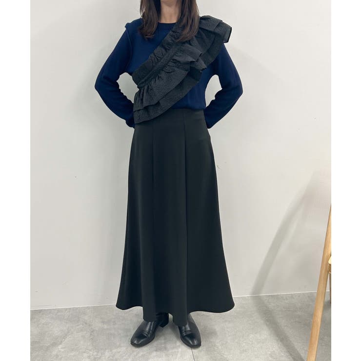 極美品✨ルネ フード付きワンピース フロントジップ カメリア フリル 黒 38L フロントジップワンピース黒 | SHARA