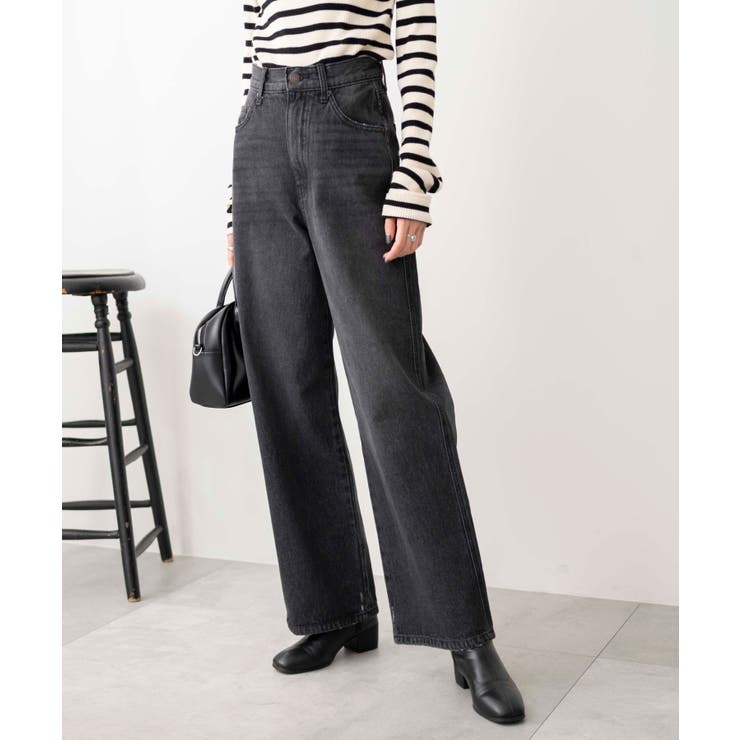 黒ジーンズセットアップ　レディース　WEGO ストレートデニムパンツ[品番：WG010089614]｜WEGO【WOMEN
