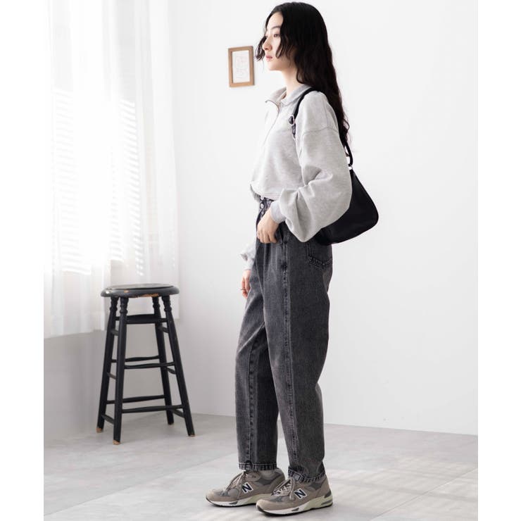 【美品】unminou ウエストフリルデニムパンツ　グレー　完売品 unminou ウエストフリルデニムパンツ