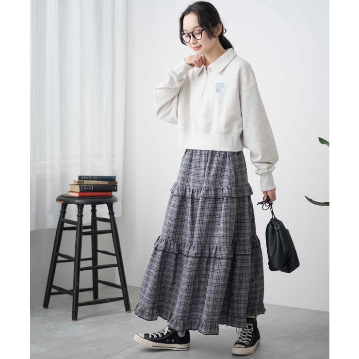 ハーフZIP襟付きショートスウェット[品番：WG010089719]｜WEGO