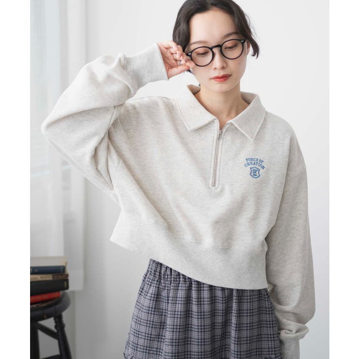 ハーフZIP襟付きショートスウェット[品番：WG010089719]｜WEGO