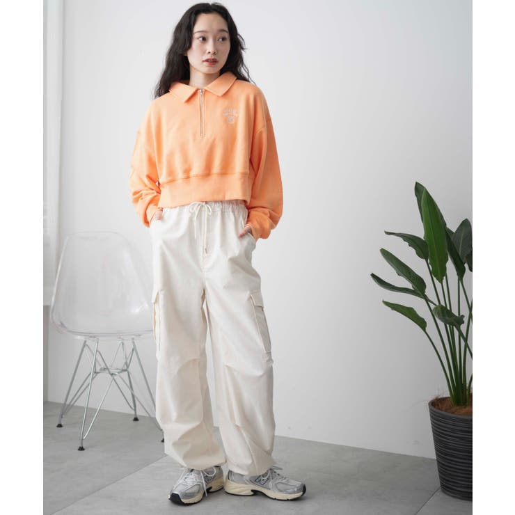 ハーフZIP襟付きショートスウェット[品番：WG010089719]｜WEGO