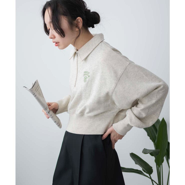 ハーフZIP襟付きショートスウェット[品番：WG010089719]｜WEGO
