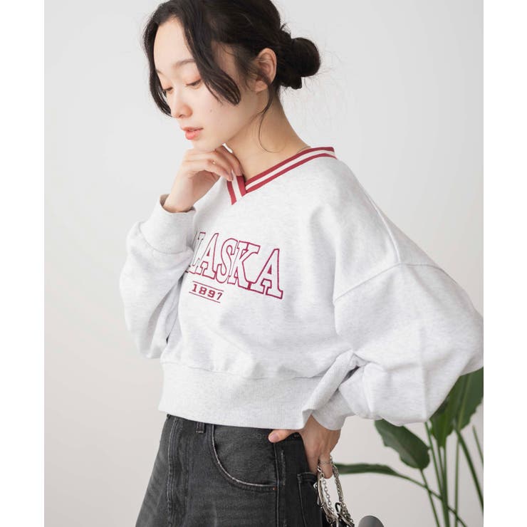 Vネックラインリブショートスウェット[品番：WG010089721]｜WEGO