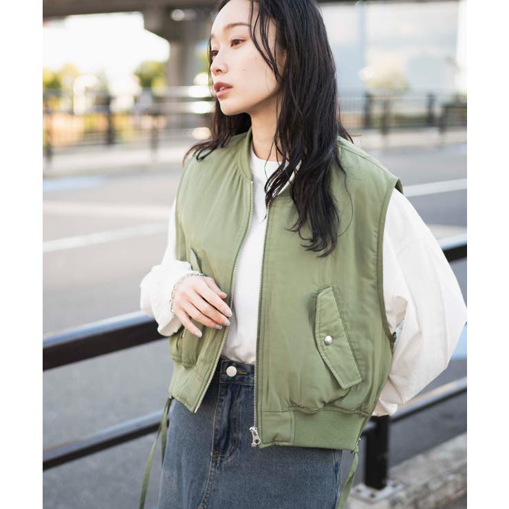 goa ミリタリー　カーキ　ベスト　サイズ1（S） ゴア　レディース　メンズ ショートMA-1ベスト[品番：WG010089808]｜WEGO【WOMEN】（ウィゴー