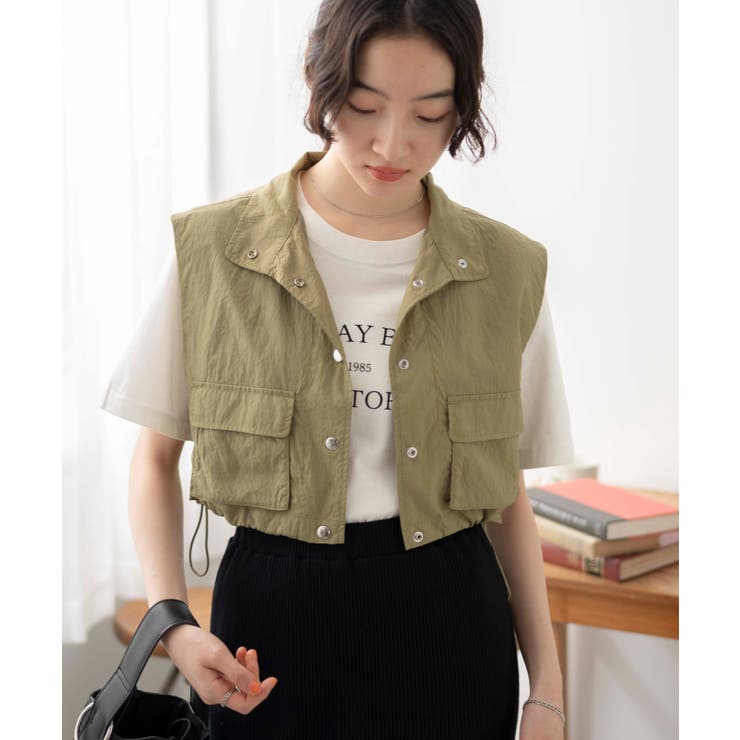 カーキ | ミリタリーナイロンショートベスト | WEGO【WOMEN】