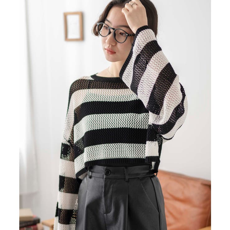 ショートメッシュニットプルオーバー[品番：WG010089825]｜WEGO【WOMEN
