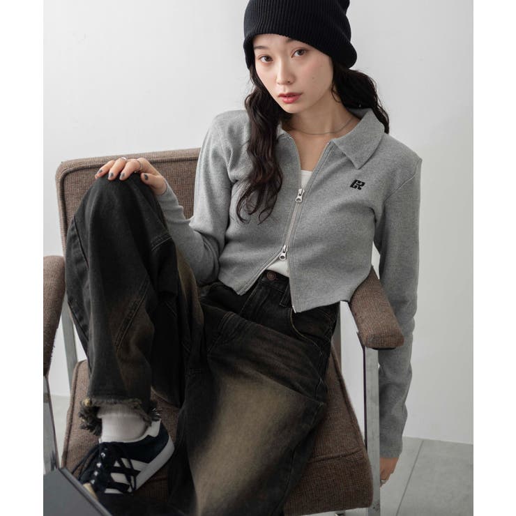 ワンポイント刺繍WZIP長袖トップス[品番：WG010089870]｜WEGO【WOMEN