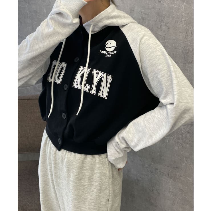 ブラック | カレッジカットパーカー | WEGO【WOMEN】