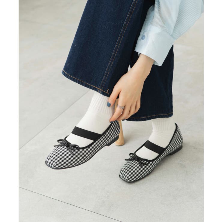 ベルト付きスクエアバレエシューズ[品番：WG010089929]｜WEGO