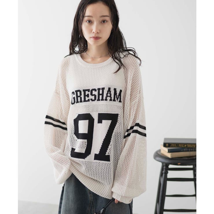 ロゴメッシュジャガードニット[品番：WG010089957]｜WEGO【WOMEN