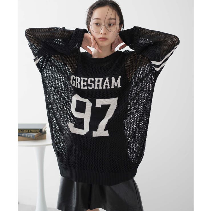 ロゴメッシュジャガードニット[品番：WG010089957]｜WEGO【WOMEN