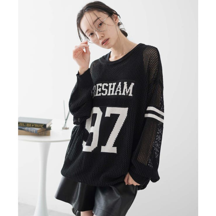 ロゴメッシュジャガードニット[品番：WG010089957]｜WEGO【WOMEN