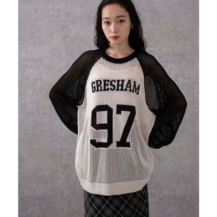 ロゴメッシュジャガードニット[品番：WG010089957]｜WEGO【WOMEN