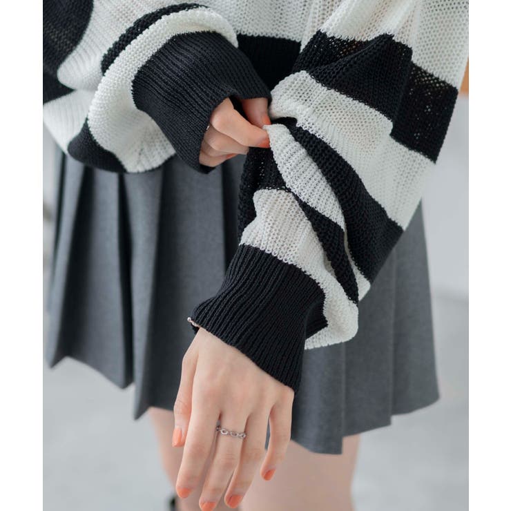 ボーダーハーフジップニットプルオーバー[品番：WG010089958]｜WEGO