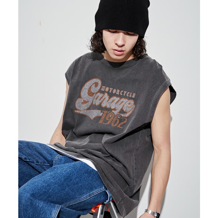 柄4 | ピグメントグラフィックノースリーブ | WEGO【MEN】