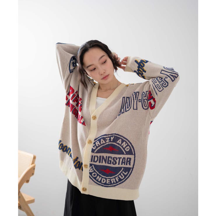 オーバーフィットドライタッチパターンカーディガン | WEGO【WOMEN】 | 詳細画像1 