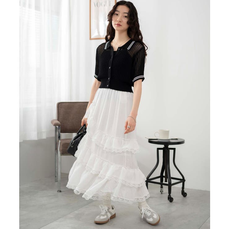 襟付きメッシュニットショートカーデ[品番：WG010090110]｜WEGO