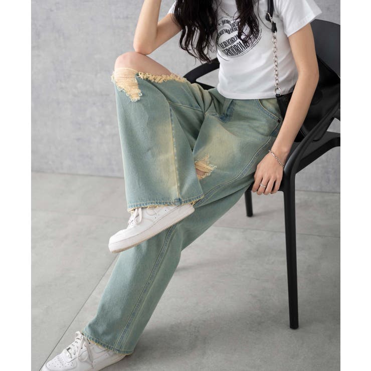 ヴィンテージウォッシュダメージデニムパンツ | WEGO【WOMEN】 | 詳細画像1 