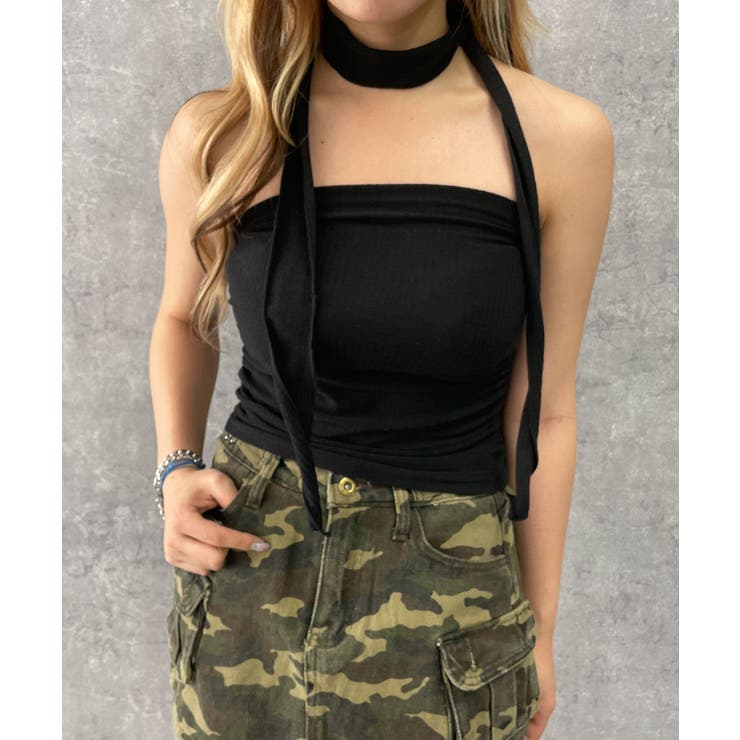 ブラック | チョーカー付きベアトップ | WEGO【WOMEN】