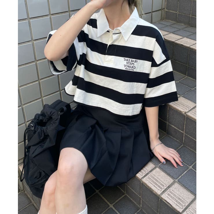 【美品・人気カラー】ハフ★ワンポイント刺繍ロゴポロシャツ ボーダー ラガーシャツ CONVERSE（コンバース）の「CONVERSE/コンバース ビッグ