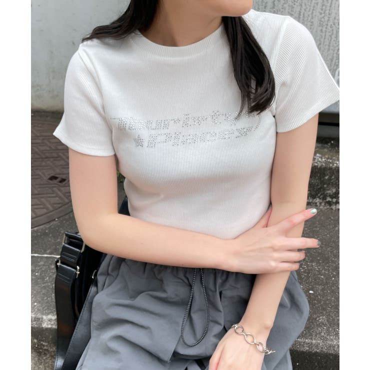 ラインストーンリブちびT[品番：WG010090292]｜WEGO【WOMEN