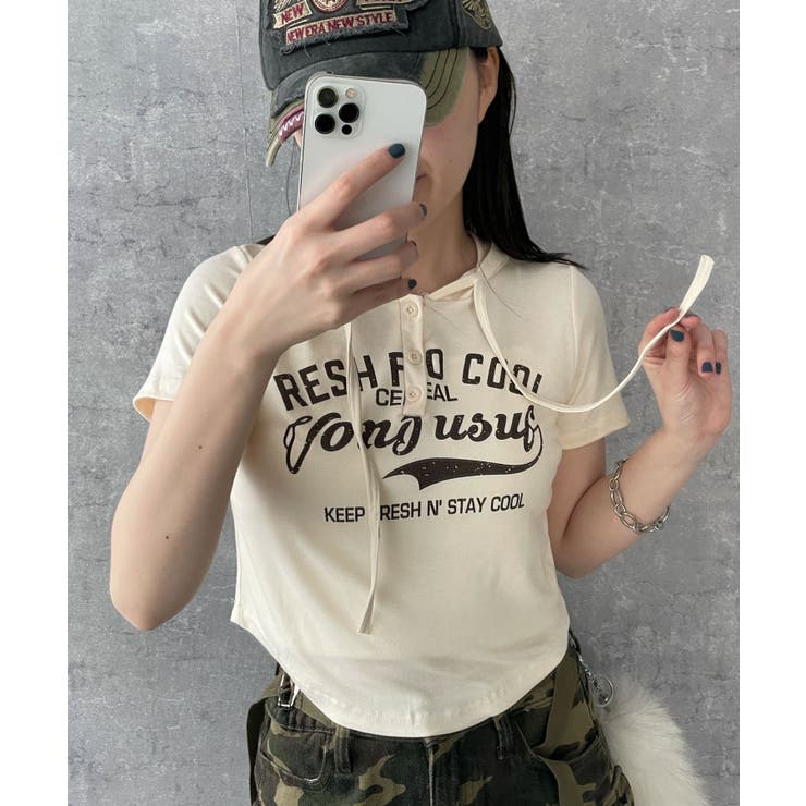 ロゴショートフード付きTシャツ[品番：WG010090309]｜WEGO【WOMEN