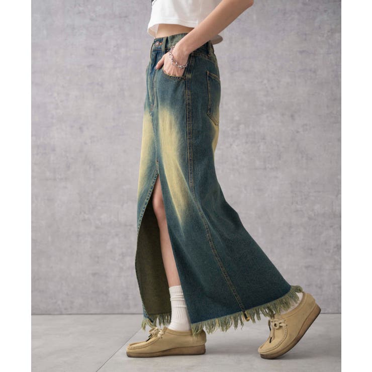 ヴィンテージウォッシュデニムロングスカート[品番：WG010090494]｜WEGO【WOMEN】（ウィゴー）のレディースファッション通販｜SHOPLIST（ショップリスト）