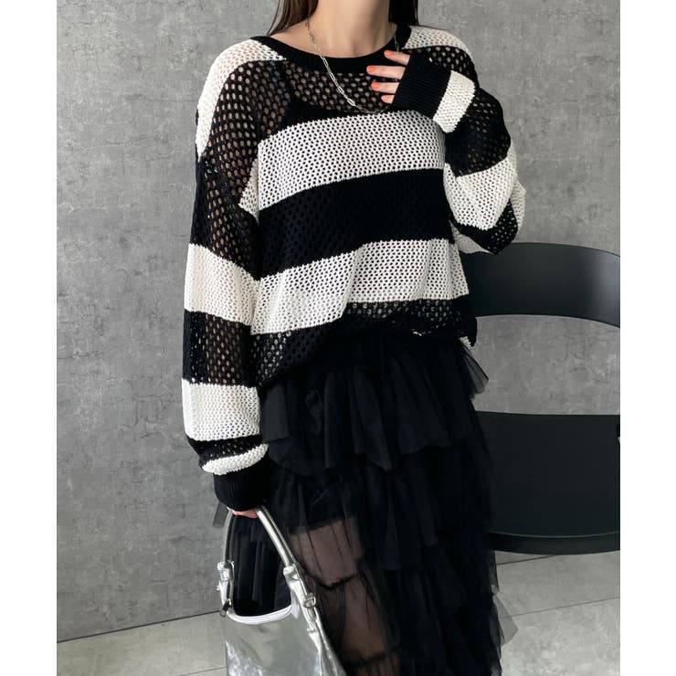 ボーダーニットビッグPO[品番：WG010090527]｜WEGO【WOMEN】（ウィゴー