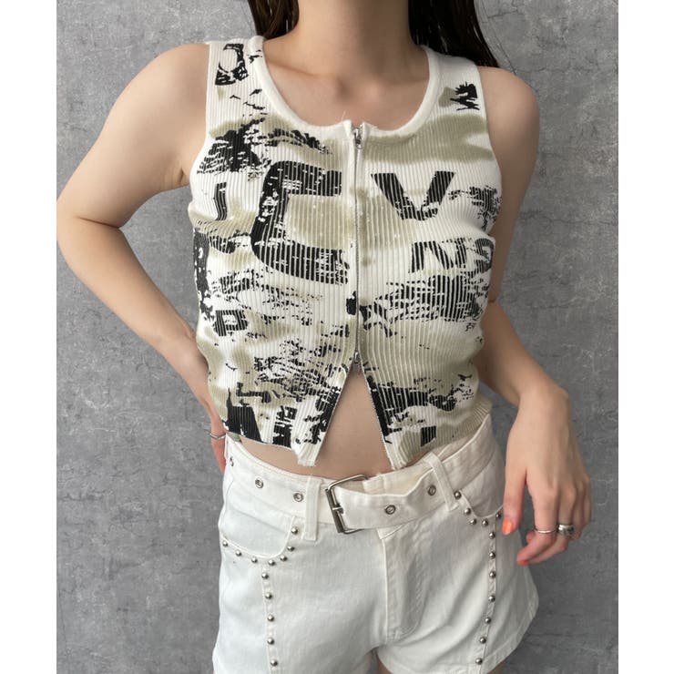 Wジップロゴプリントタンク | WEGO【WOMEN】 | 詳細画像1 