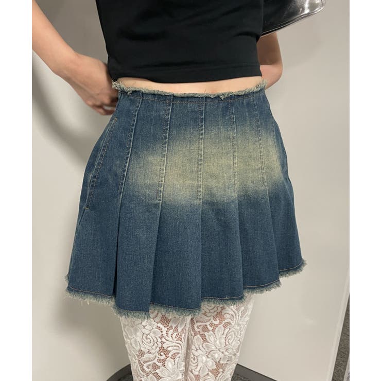 ヴィンテージウォッシュデニムプリーツスカパン | WEGO【WOMEN】 | 詳細画像1 