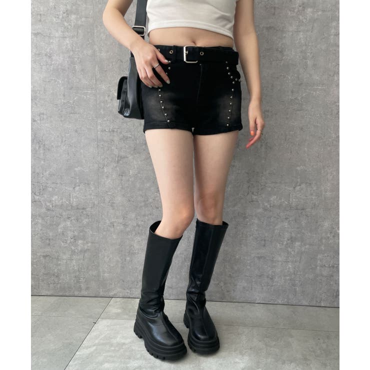 ベルト付きスタッズショートパンツ[品番：WG010090629]｜WEGO【WOMEN】（ウィゴー）のレディース ファッション通販｜SHOPLIST（ショップリスト）