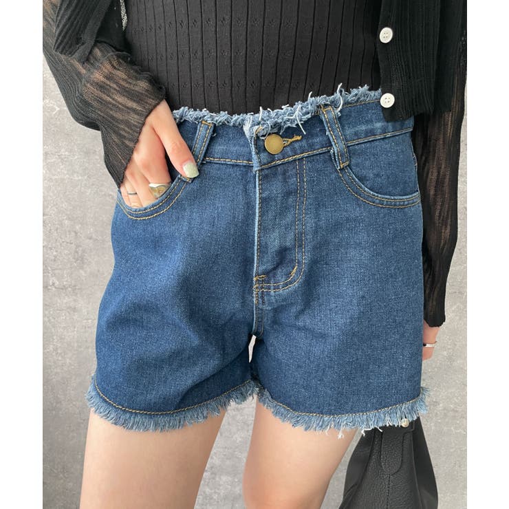 デニム | ハイウエストフリンジデニムショートパンツ | WEGO【WOMEN】