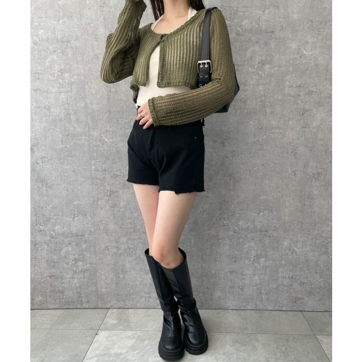 【新品未使用】MOUSSY ハイウエスト フリンジデニムショートパンツ MOUSSY】 フリンジ デニム ショートパンツ サイズ① ハイ