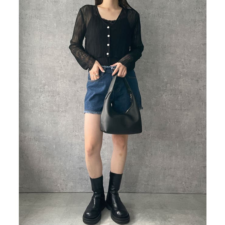 【新品未使用】MOUSSY ハイウエスト フリンジデニムショートパンツ ハイウエストフリンジデニムショートパンツ[品番：WG010090681