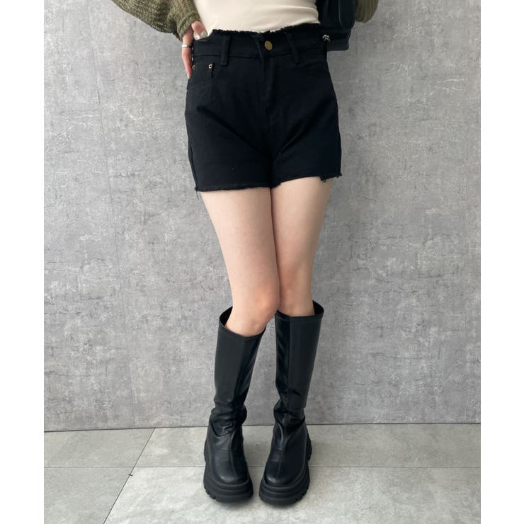 chloe クロエ　フリルウエスト ショートパンツ黒34サイズ タックハイウエストショートパンツ black | femins