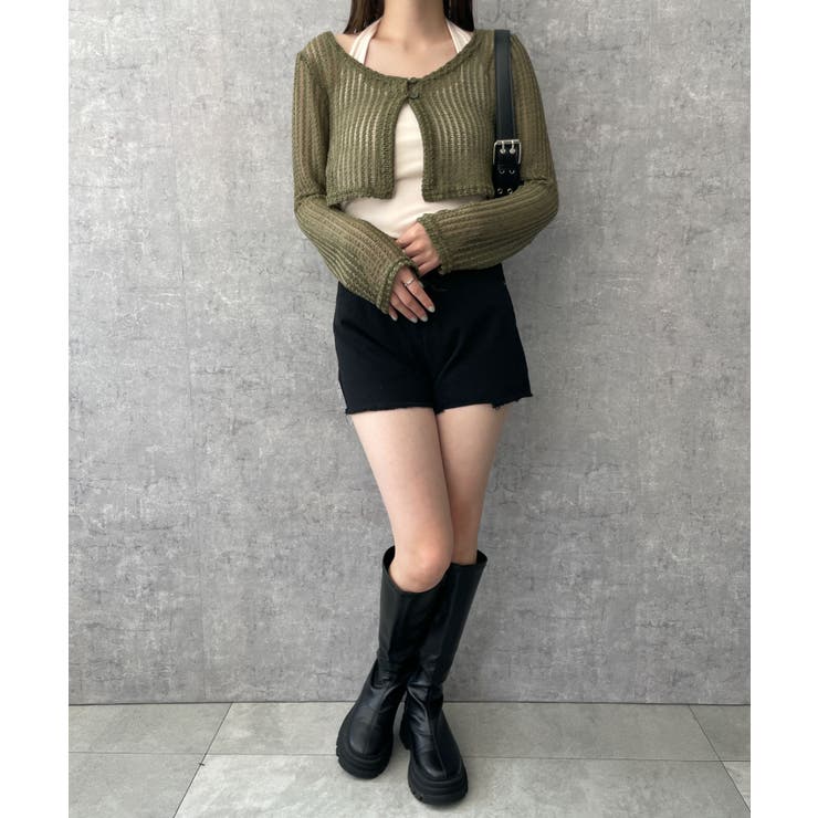 ハイウエストフリンジデニムショートパンツ[品番：WG010090681
